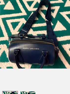 Marc Jacobs Dark Navy Barrel Crossbody with Logo Strap